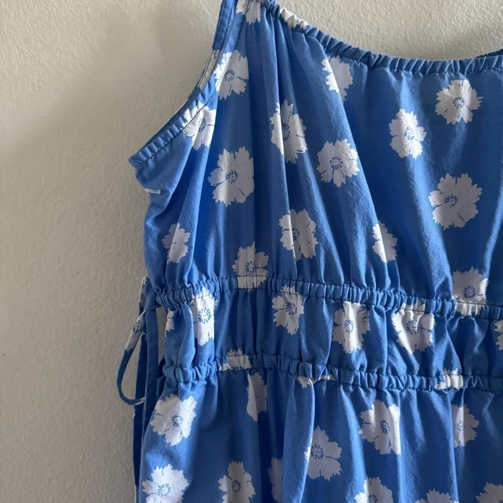 Universal Thread Cinched Waist Blue Floral Sun Dress Size Medium
